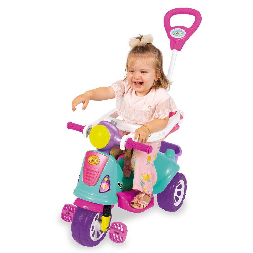 Triciclo Infantil De Passeio E Pedal Andador Avespa Pink