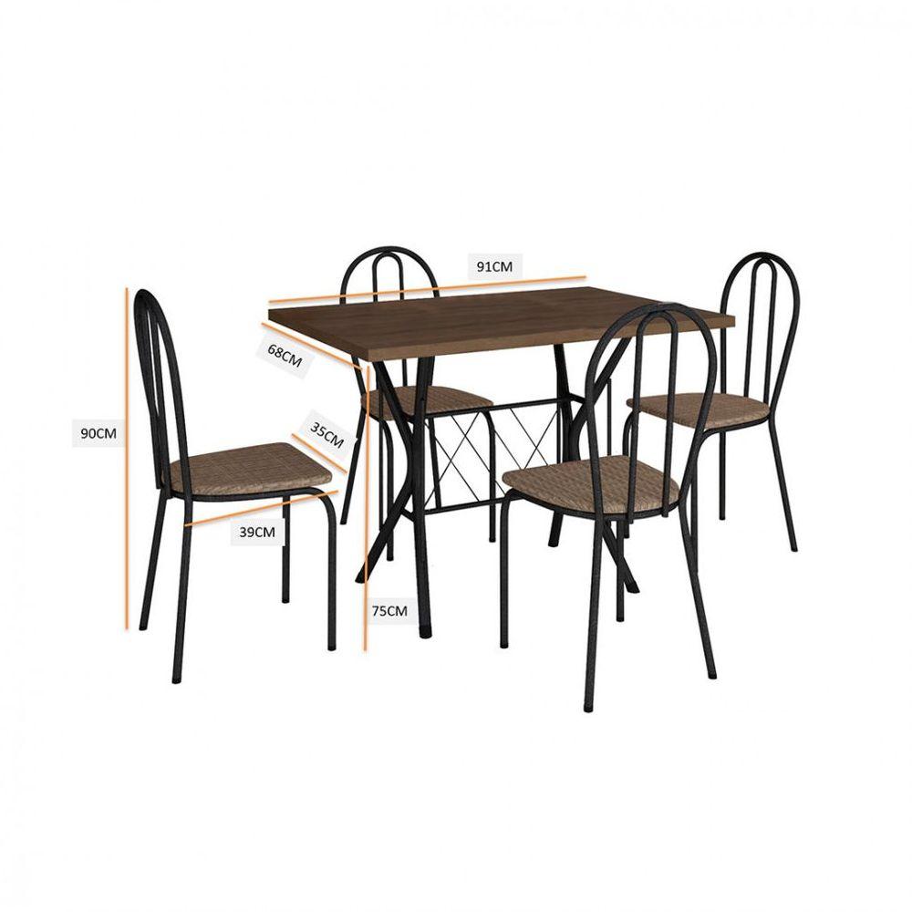 Miniatura Conjunto Sala De Jantar Artefamol Preto/Rattan