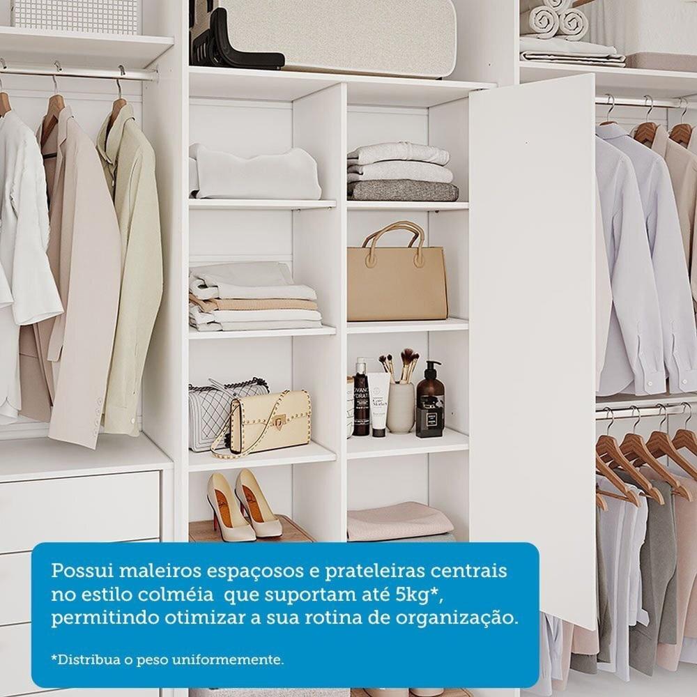 Guarda-roupa Casal 240cm 6 Portas 6 Gavetas Espelho Interno Giratório 100% Mdf Turim Espresso Móveis Branco