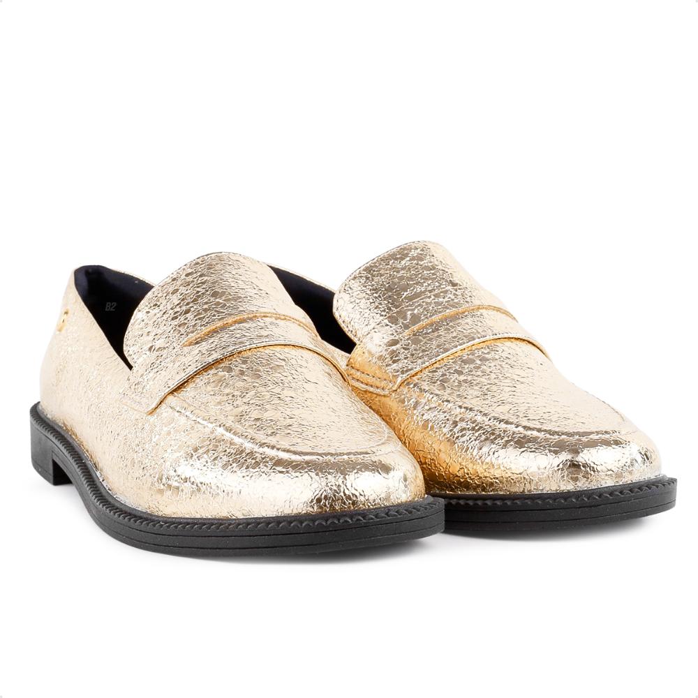 Miniatura Mocassim Via Uno Craquelado Feminino Dourado / Preto - 34