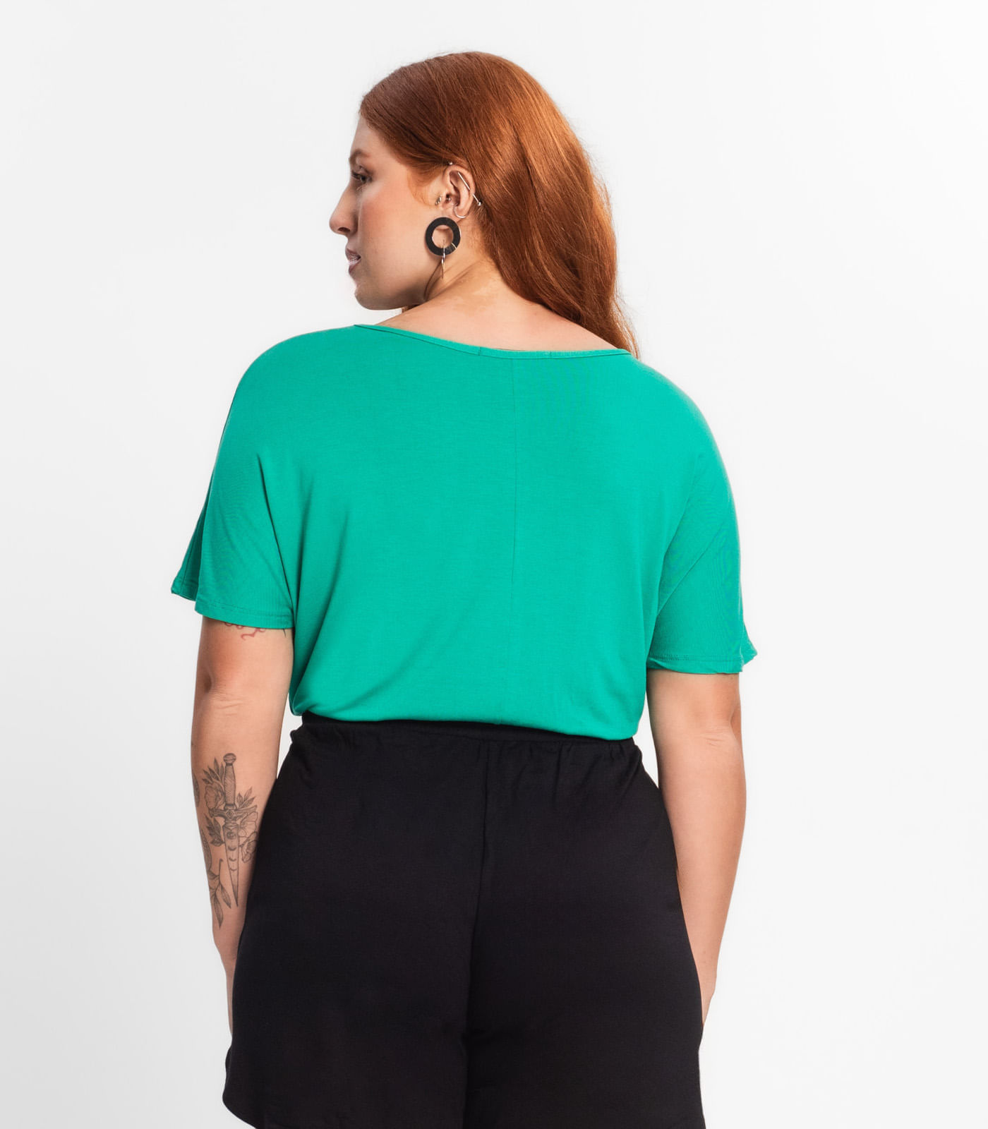Blusa Manga Curta Feminina Plus Size Secret Glam Verde Plus G1
