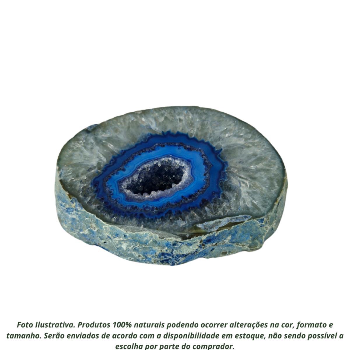 Miniatura Geodo De Pedra Ágata Azul Natural Decoração
