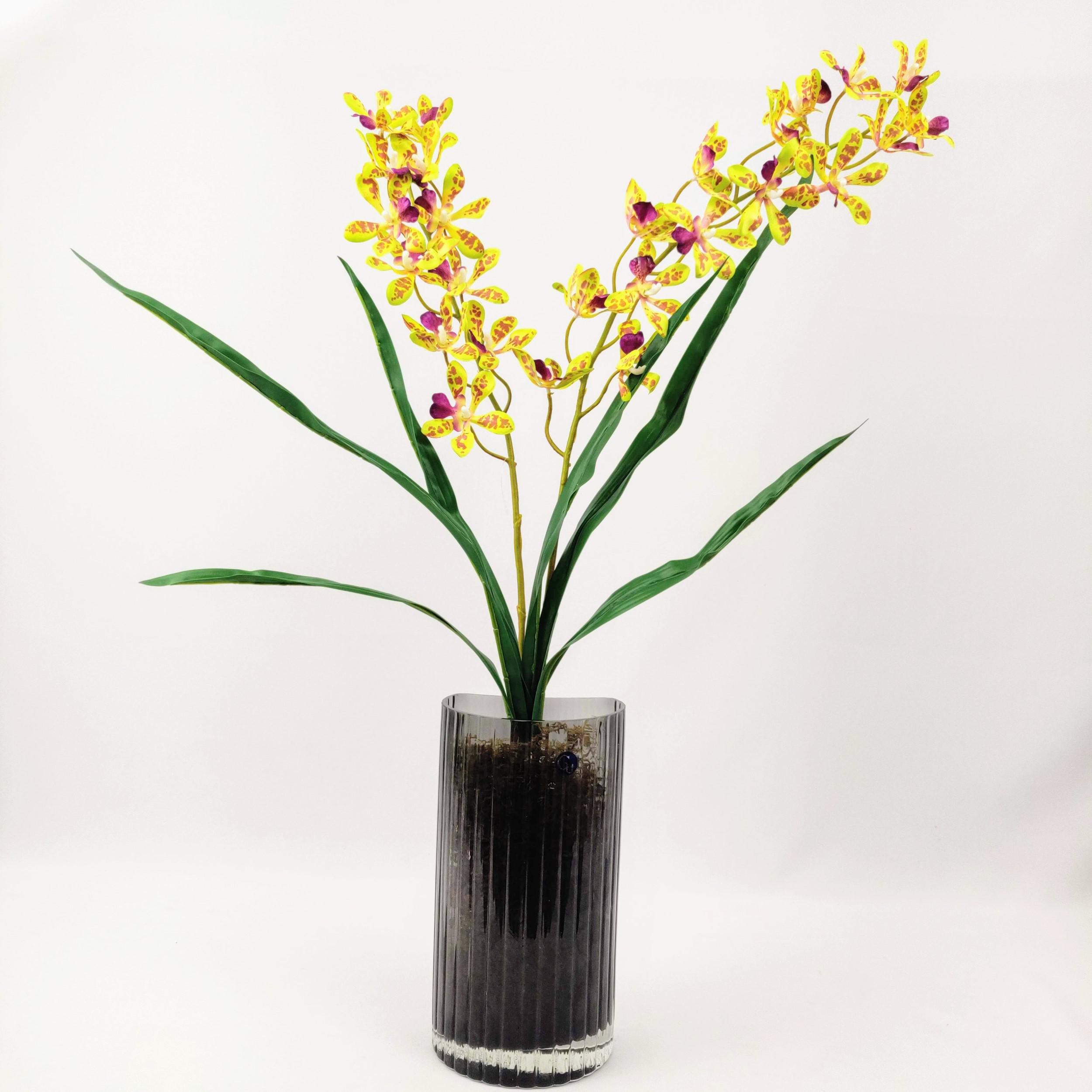 Miniatura Orquidea Oncidium Verde Planta Artificial 77X37Cm 2 Hastes