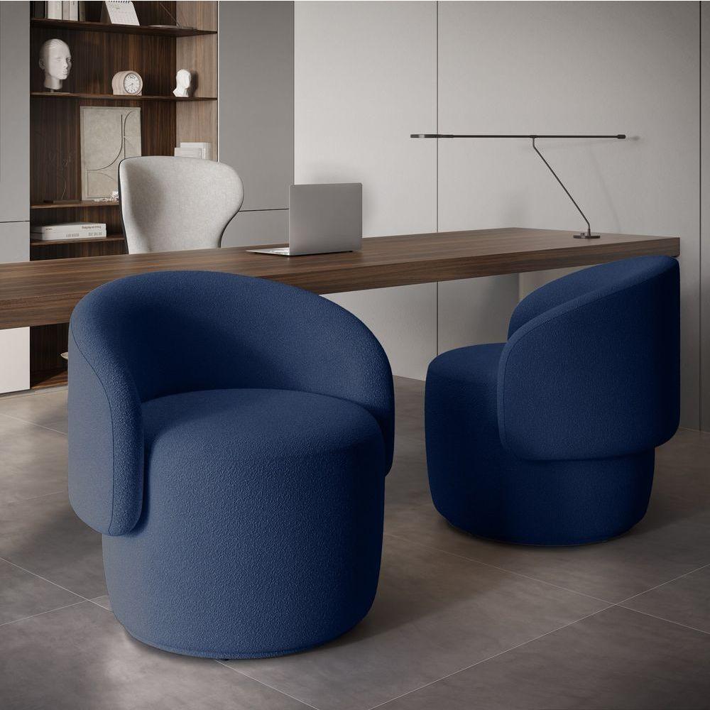Miniatura Poltrona Orgânica Beatriz Veludo Elegante - 7 Decor Azul Marinho