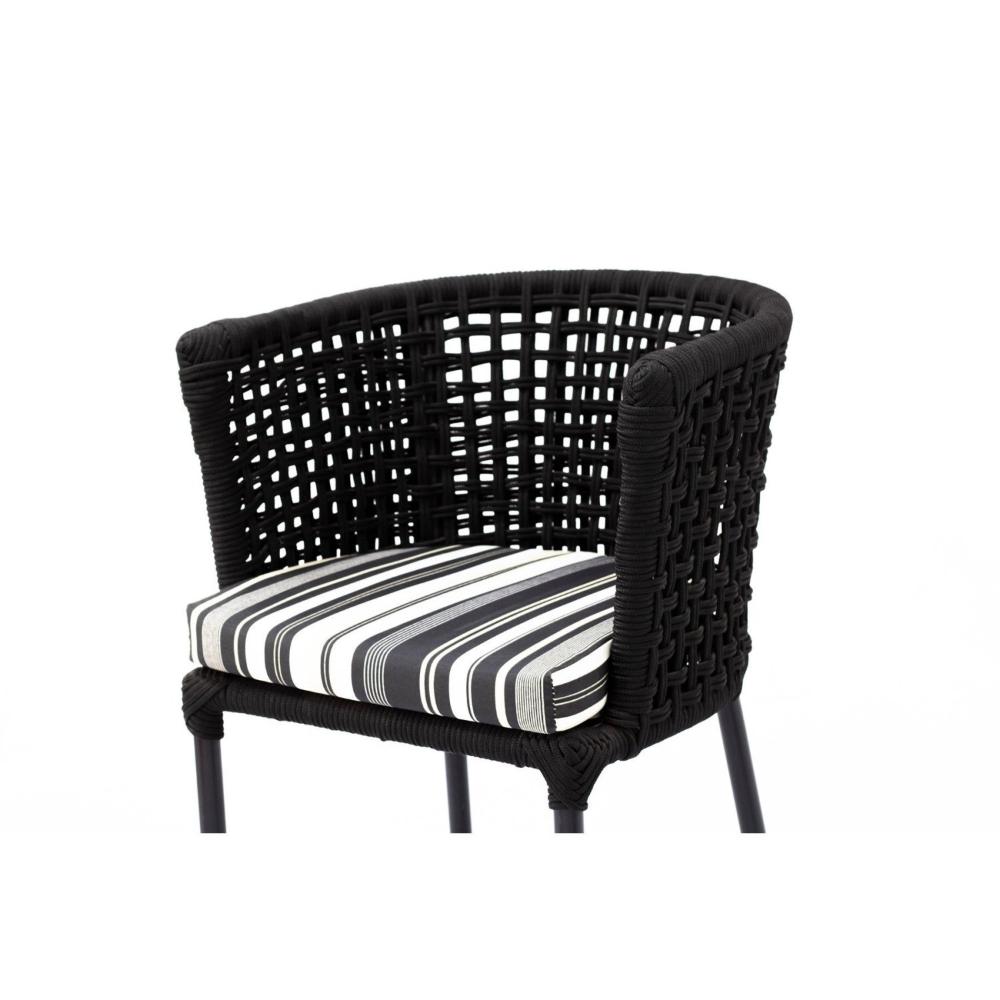 Miniatura Banqueta Alta Pluméria com Almofada e Corda Náutica Preto