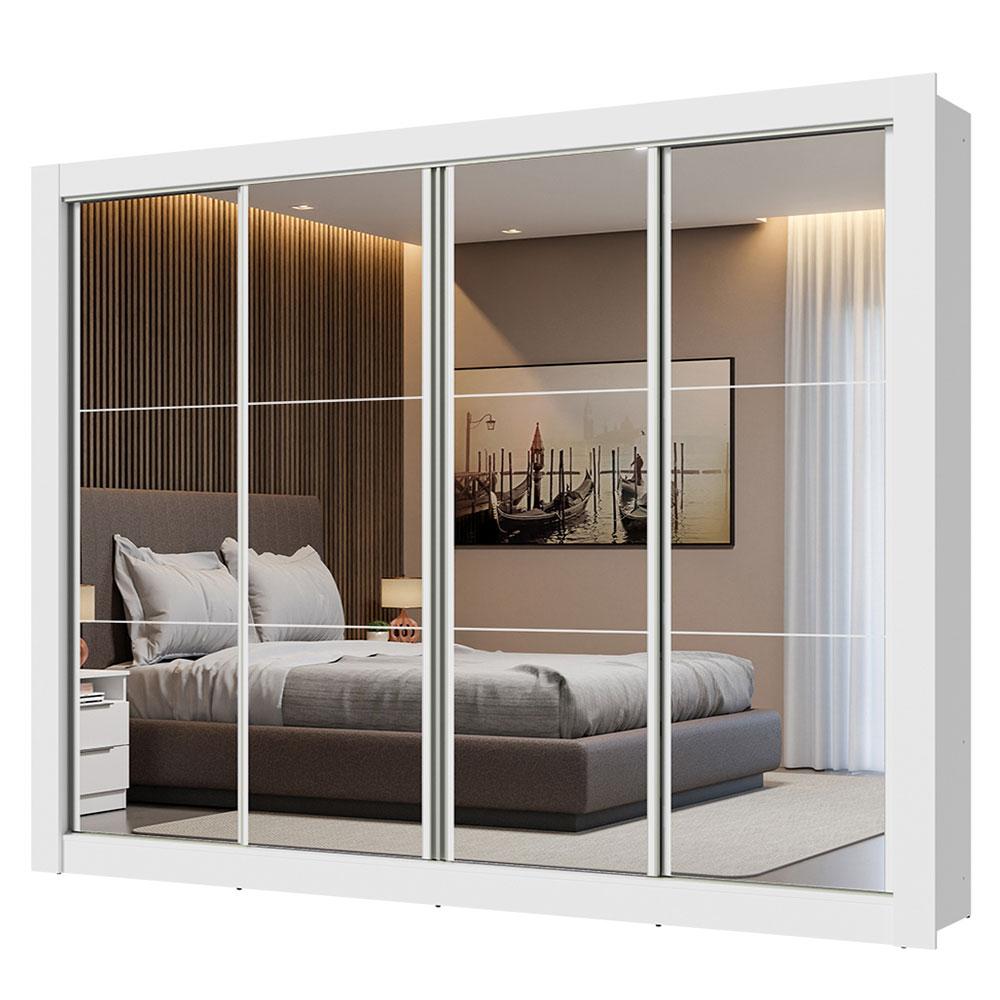 Miniatura Guarda-Roupa Madesa Montana 4 Portas de Correr de Espelho - Branco Branco