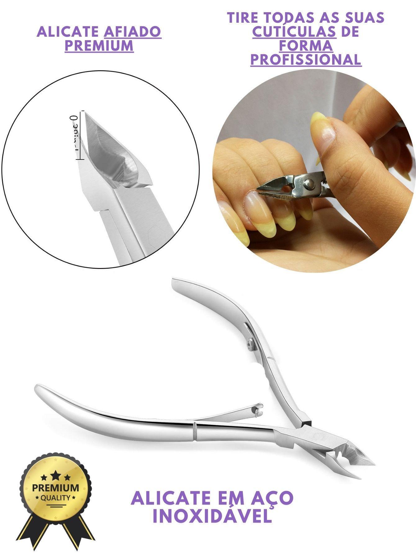 Kit Alicate + Lixa Buffer 100/180 Cutícula Corta Unha
