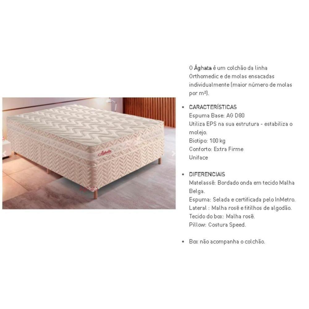 Miniatura Cama Box Queen: Colchão Molas Masterpocket Ensacadas Paropas Aghata + Base Rústico Bege(158X198)