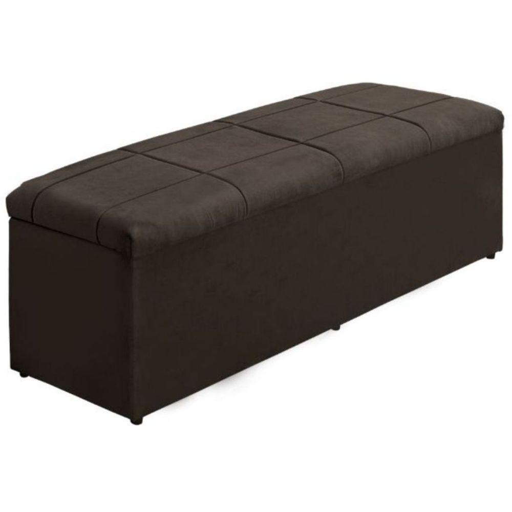 Miniatura Calçadeira Baú Recamier Queen 158 Cm Raissa Suede Marrom