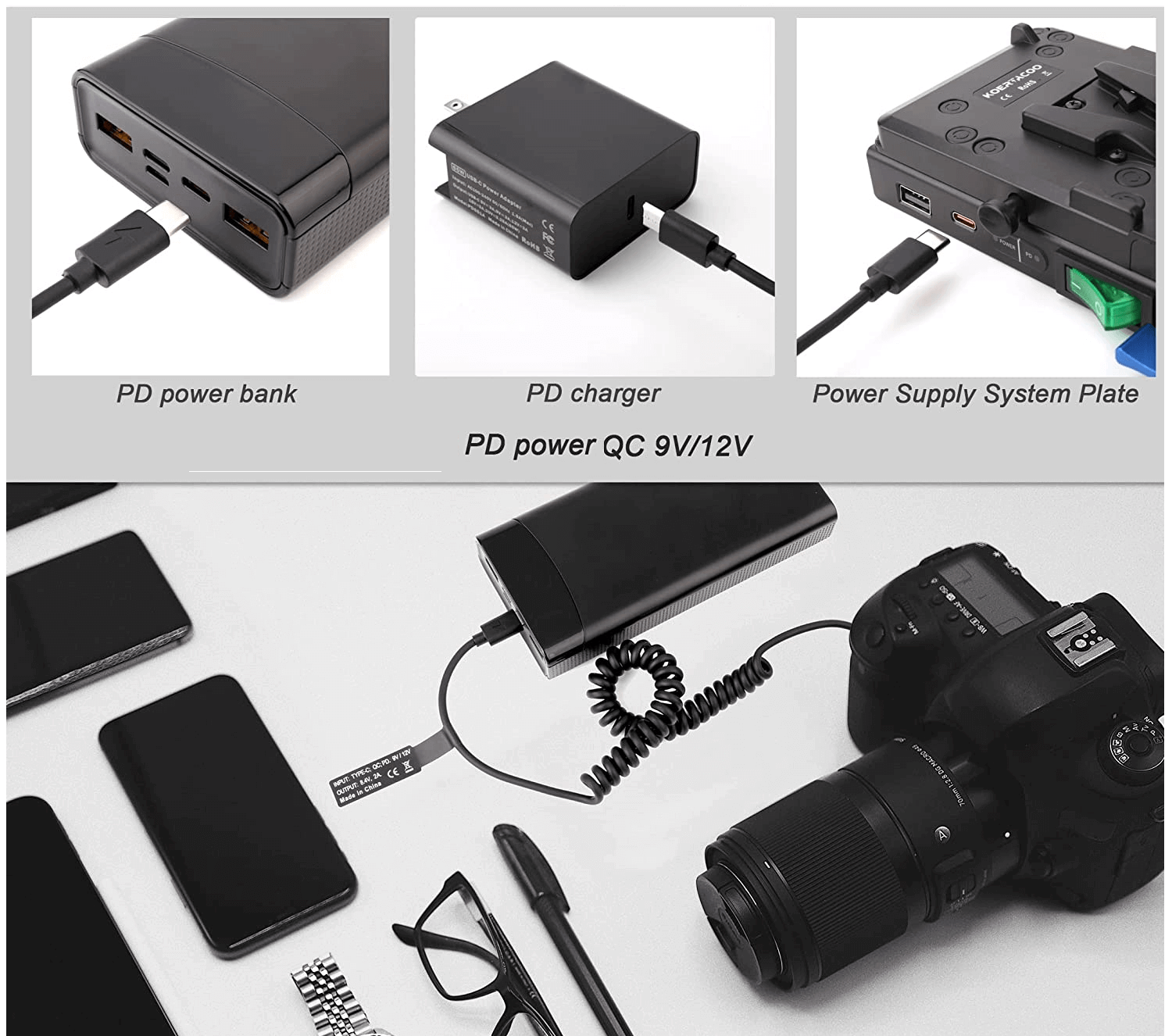Adaptador Dummy PD DR-E18 Bateria Canon LP-E17 Espiral com Conector USB-C