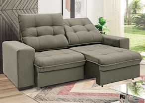 Miniatura Sofá 3 Lugares Linoforte Benetton Retrátil e Reclinável, Revestido em Tecido Suede - 200cm de Largura Castanho