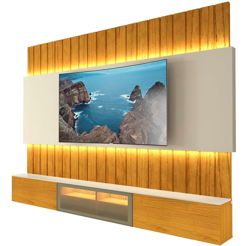 Estante Home Para TV até 85 Polegadas com Led 230cm Soberano Reflecta Naturale/Off White