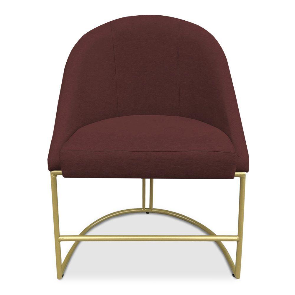 Miniatura Cadeira Poltrona De Jantar Bela Suede Base Metálica Industrial Dourado Pallazio Marsala