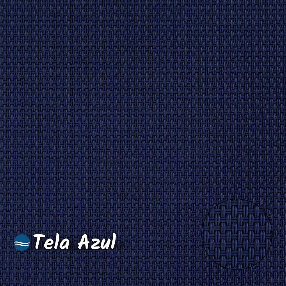 Miniatura Banqueta Alta Bancada Alumínio Preto Tela Azul