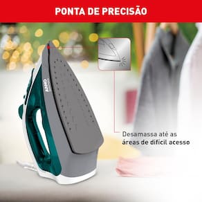 Ferro de Passar a Vapor Arno Steamgliss FSGP com Spray e Base Antiaderente - Verde/Branco 110V