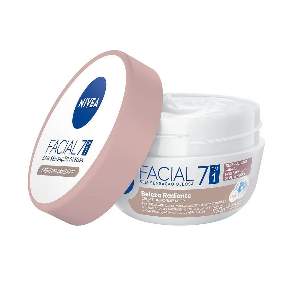Miniatura Creme Uniformizador Facial Nivea 7 Em 1 Beleza Radiante para Pele Negra 100g