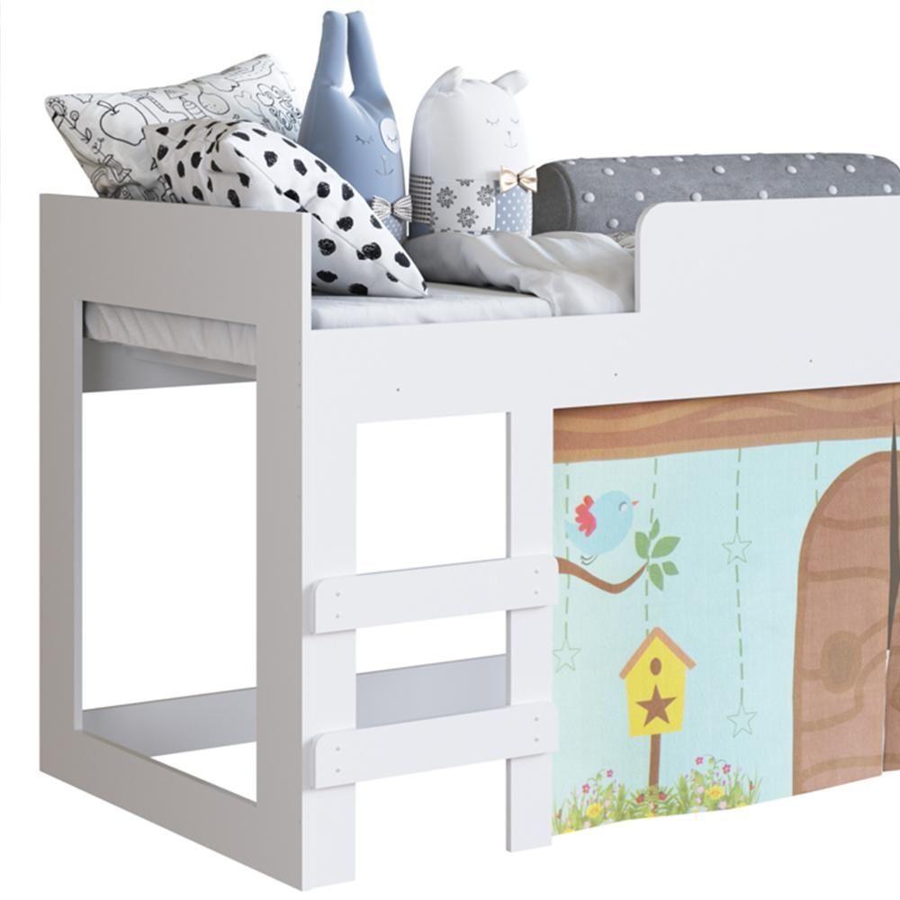 Miniatura Cama Elevada Com Cortina Alegria Meu Fofinho A05 Branco - Mpozenato