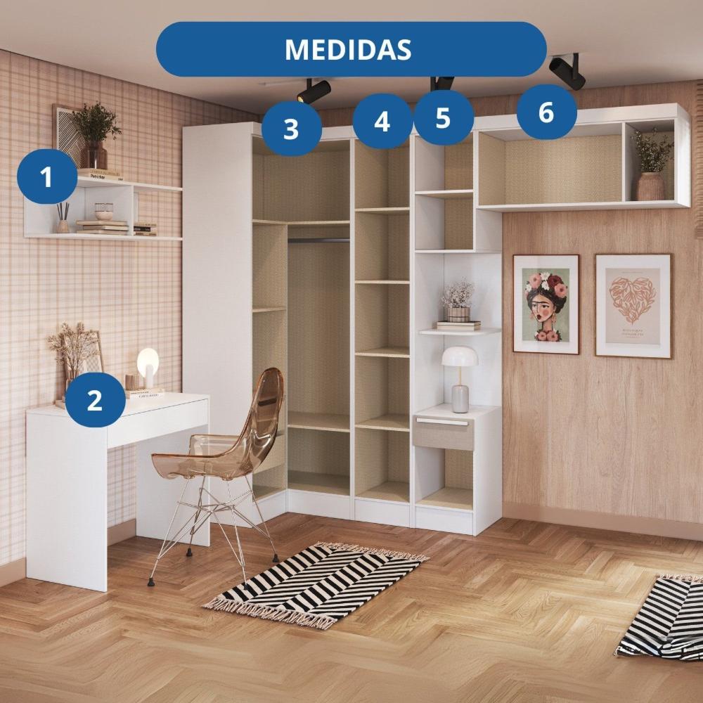 Guarda-roupa Infantil Modulado 6 Peças Infinity Branco Line/Duna