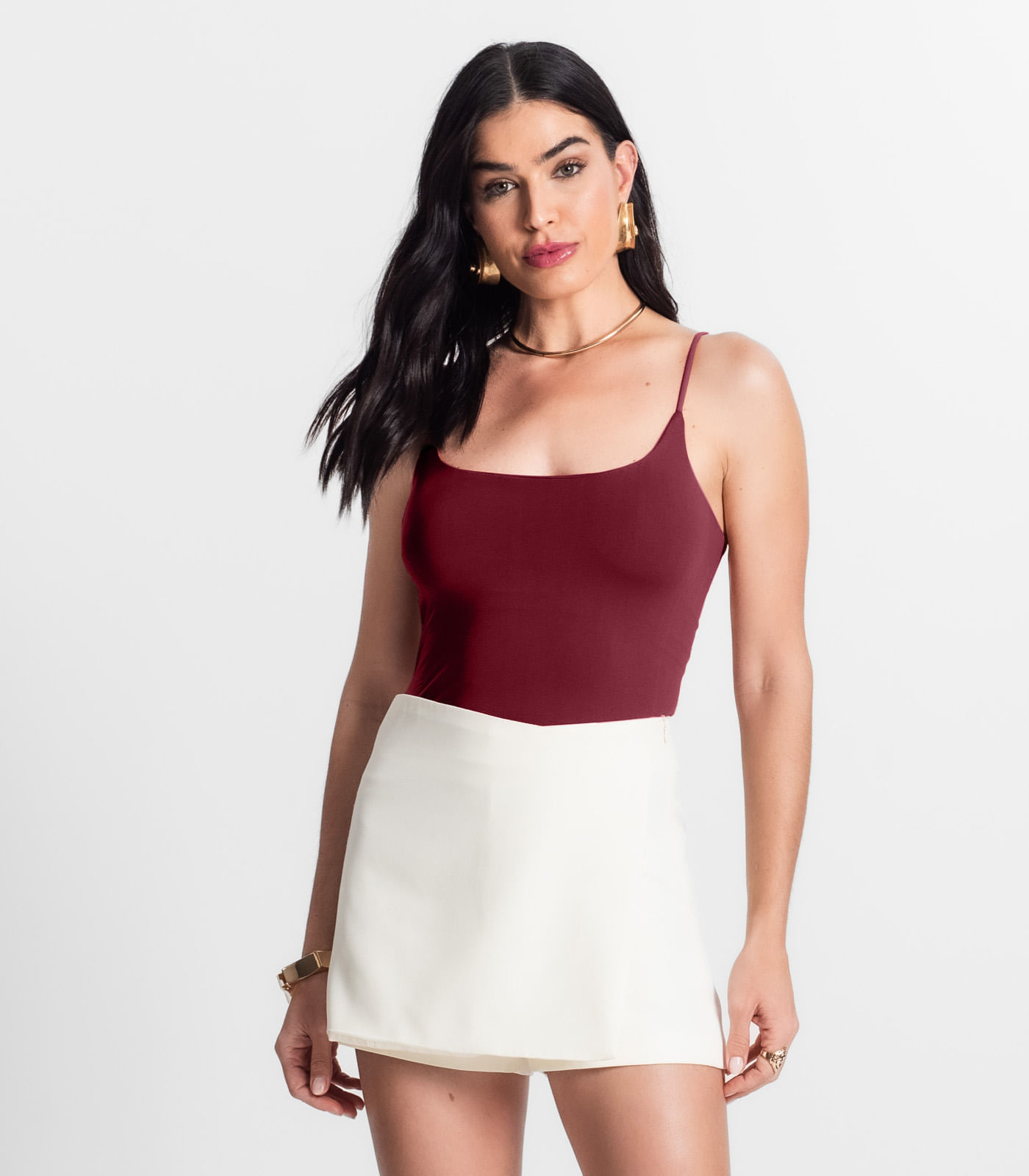Miniatura Blusa Feminina De Alça Poliamida Style Box Vermelho G