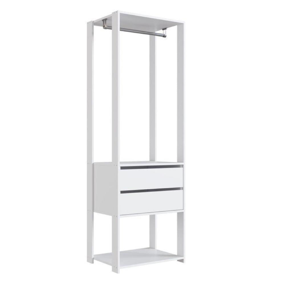 Miniatura Guarda Roupa Closet 2 Peças com 1 Cabideiro 2 Gavetas e 6 Nichos Easy Prodecor Branco