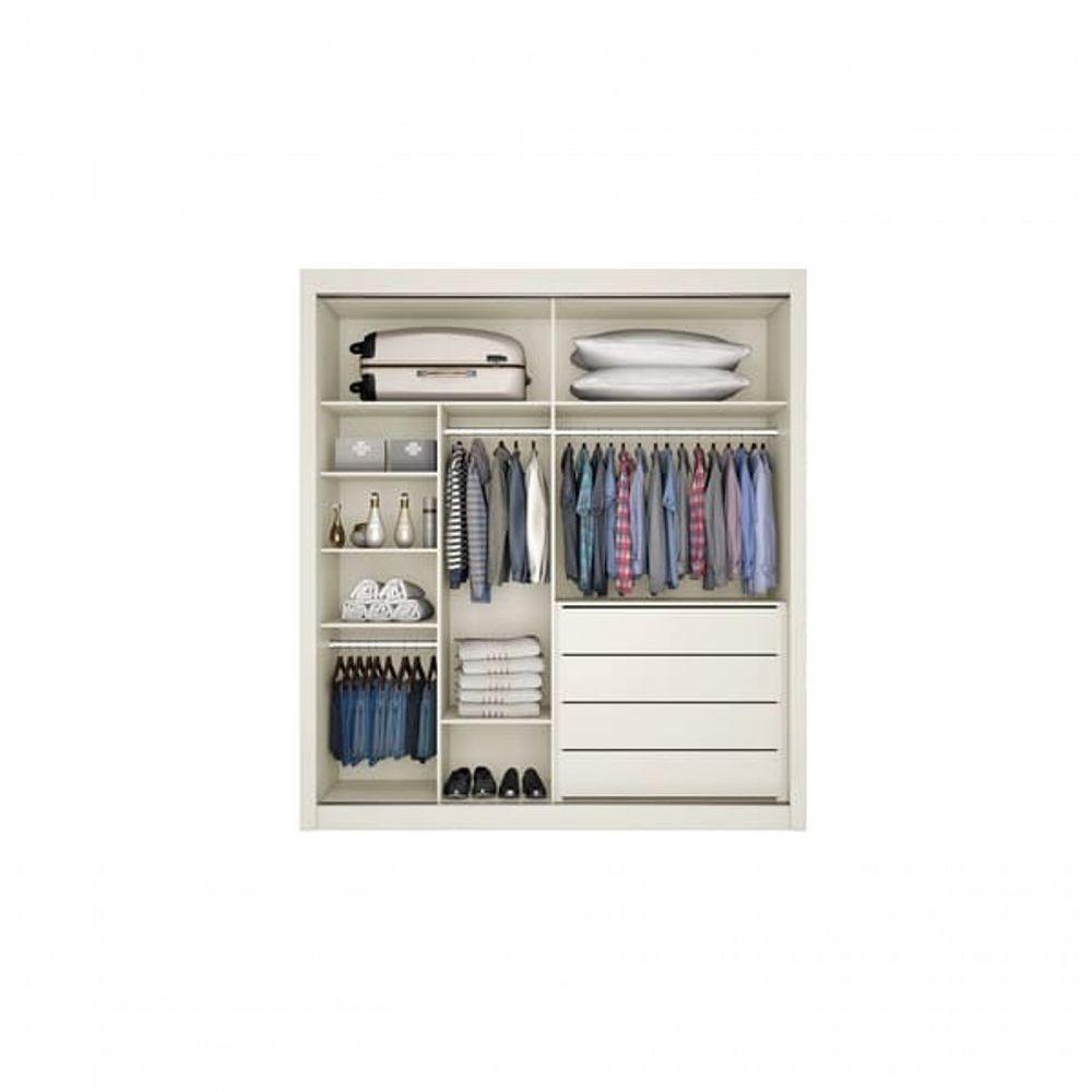 Miniatura Guarda Roupa Solteiro Espelhado 2 Portas 4 Gavetas - Zurique-off White - Móveis Europa