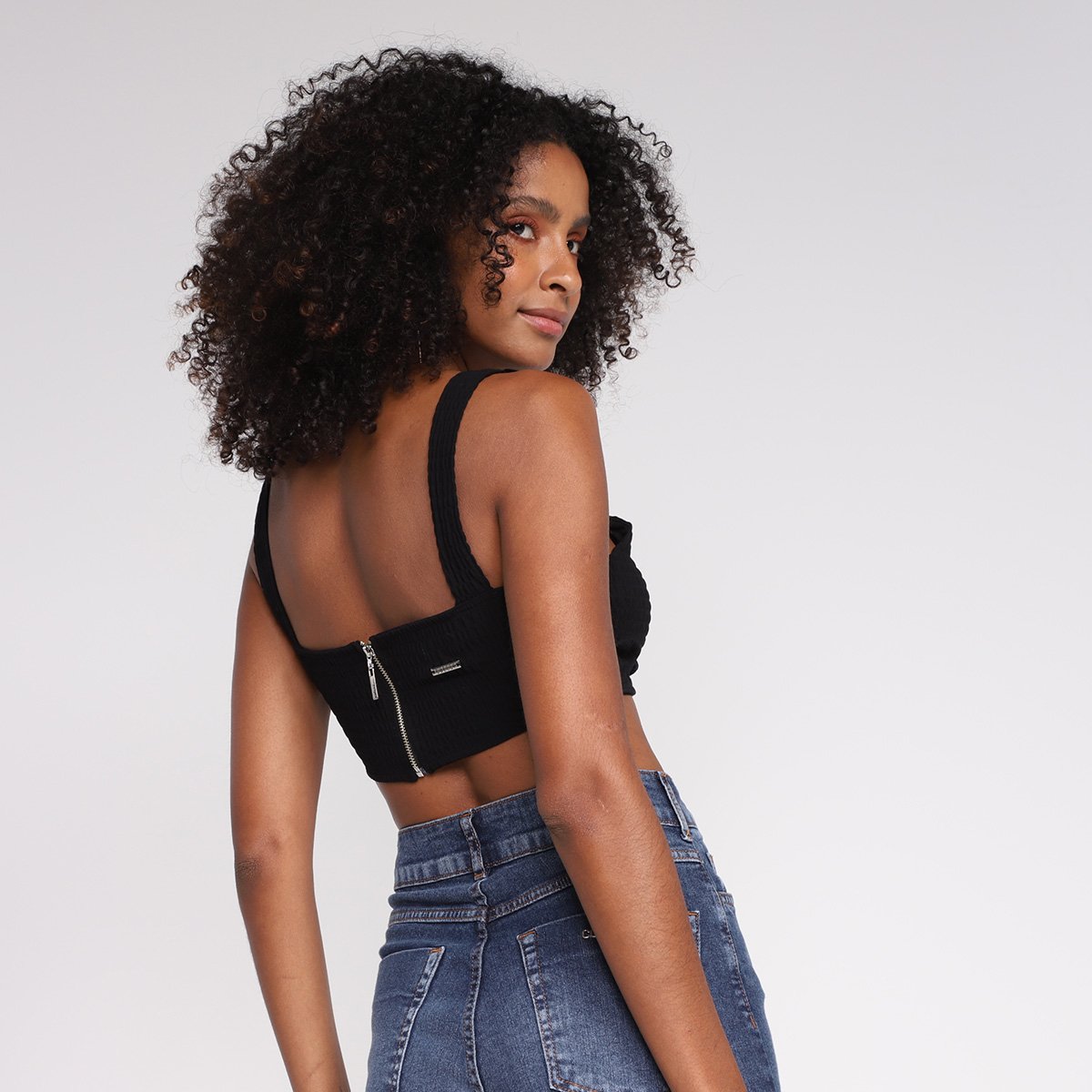 Miniatura Top Colcci Cropped Liso Preto - EP