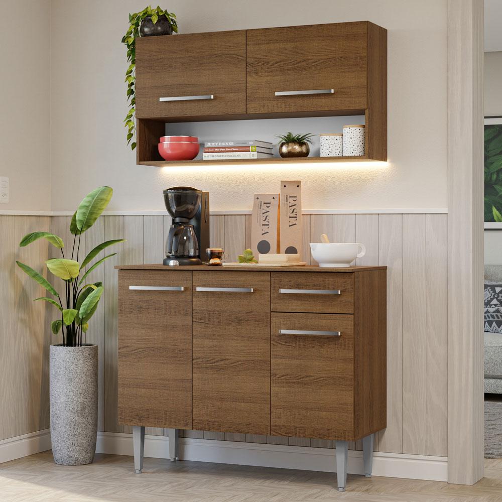 Miniatura Armário de Cozinha Compacta 105cm Emilly Madesa 03 Rustic