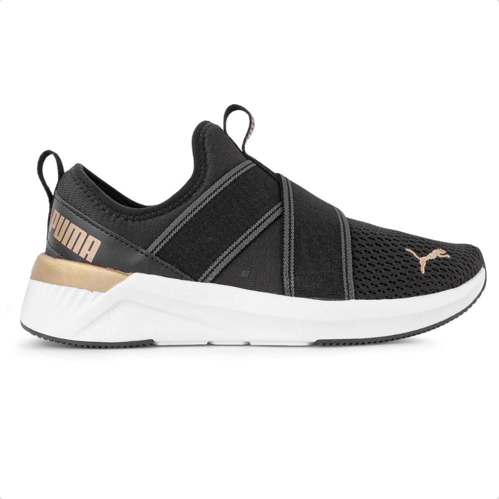 Miniatura Tênis Puma Softride Hearli Slip-On Feminino Preto / Dourado - 34