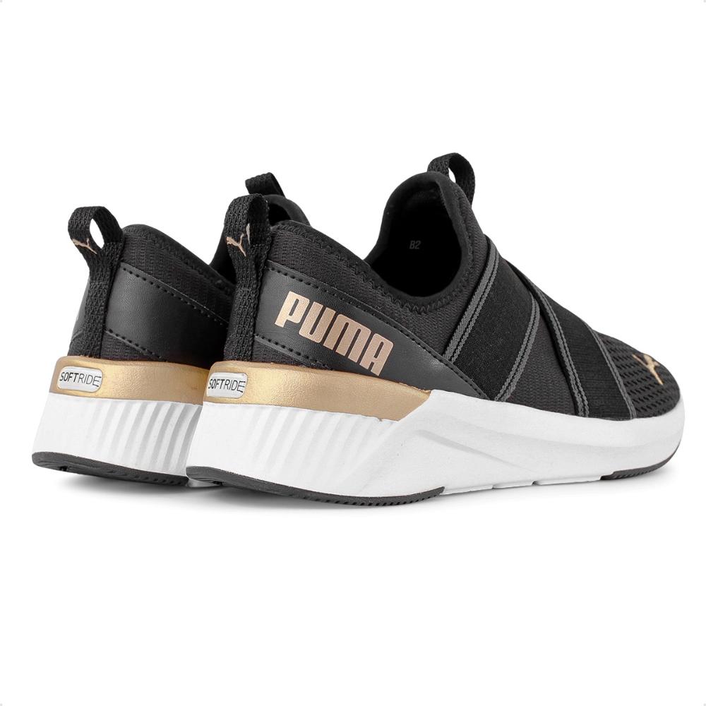 Miniatura Tênis Puma Softride Hearli Slip-On Feminino Preto / Dourado - 34