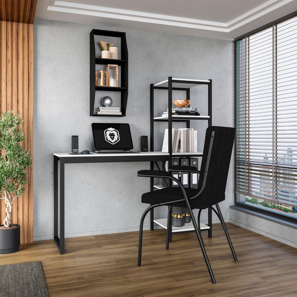 Miniatura Home Office Fit Com Prateleira Preto Branco 5