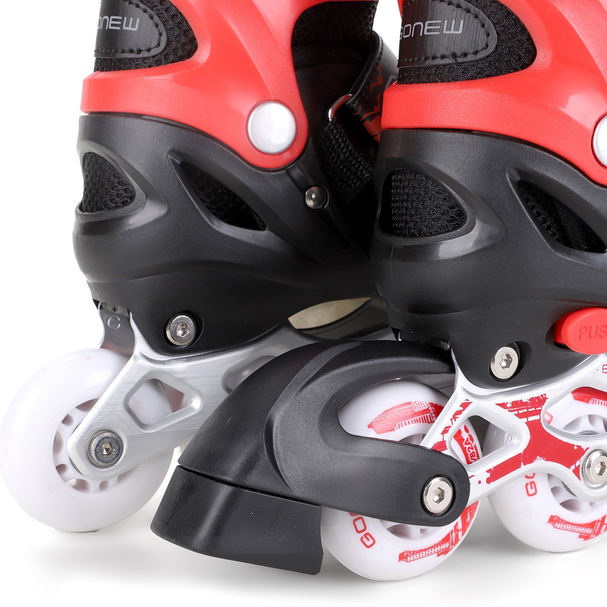 Patins Gonew Fitness Flexx Pró InLine ABEC-9 - 64MM Vermelho - 31/34