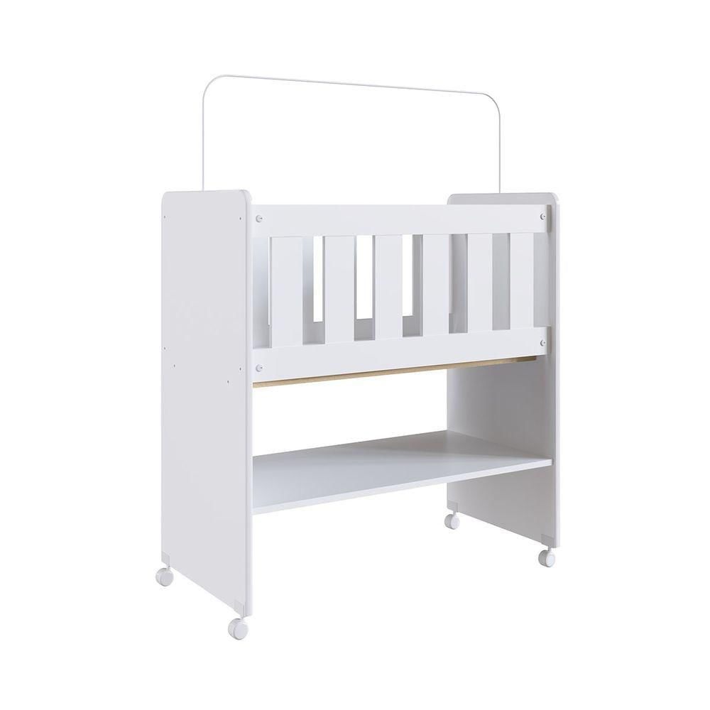 Miniatura Mini Berço Moisés Com Suporte Mosquiteiro 1 Nicho Branco