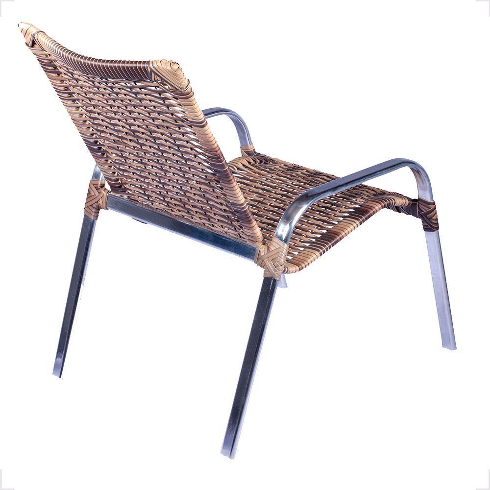 Kit 2 Cadeiras De Alumínio Para área Externa Fortaleza Fibra Sintética Artesanal Cor:cappuccino