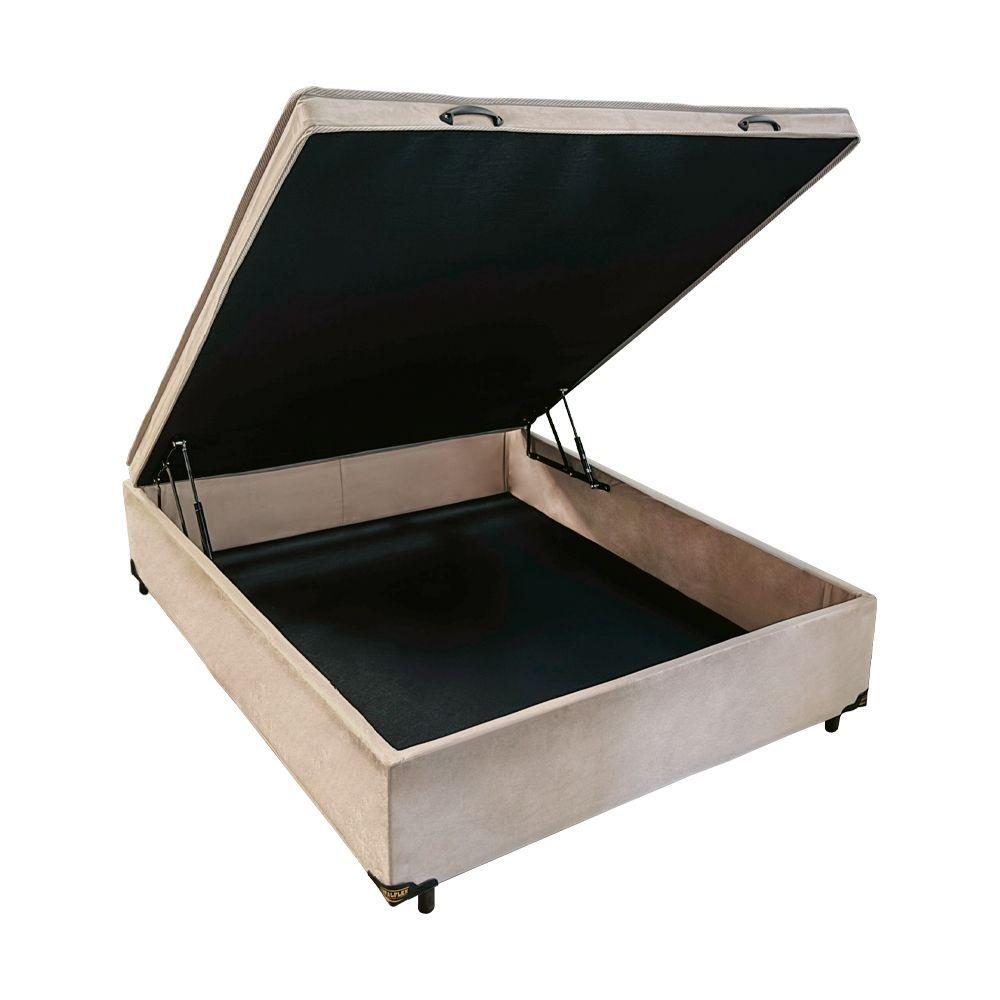 Miniatura Base Cama Box Bau Articulado Casal 1,88x1,38x0,40 Suede E Bege