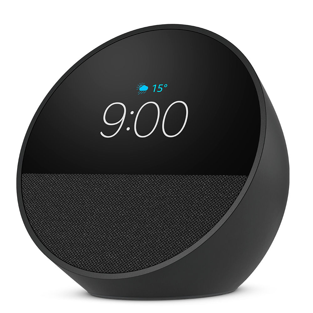 Miniatura Echo Spot (2024) com Alexa Despertador Inteligente com Som Vibrante e Alexa Preta - Amazon Bivolt