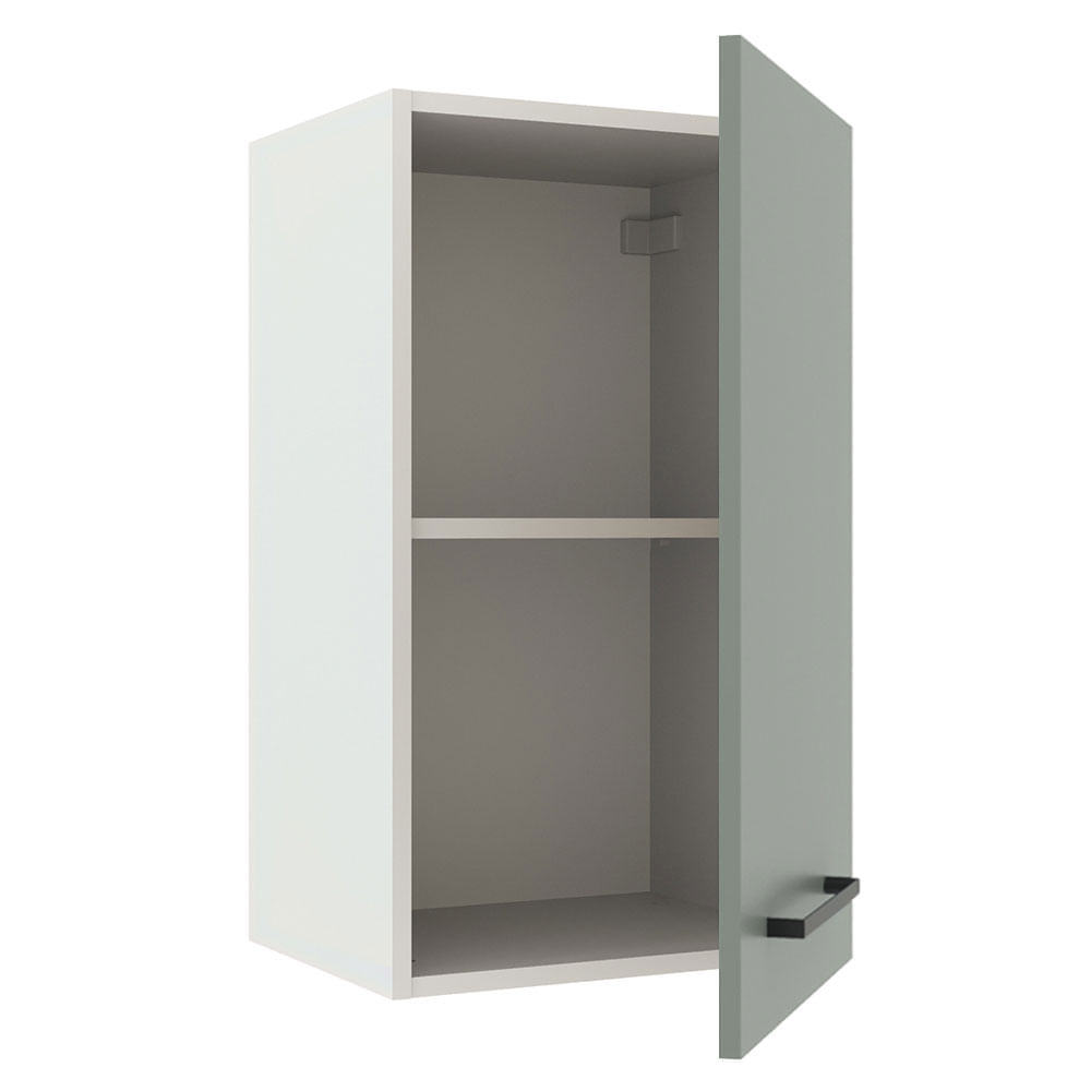 Armário Aéreo Madesa Agata 40 cm 1 Porta Branco/Cinza Cor:Branco/Cinza