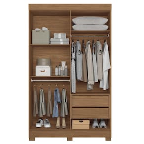 Miniatura Guarda-Roupa Solteiro Santos Andirá Sarandi com 4 Portas, 2 Gavetas e 4 Prateleiras - 130cm de largura Jatoba