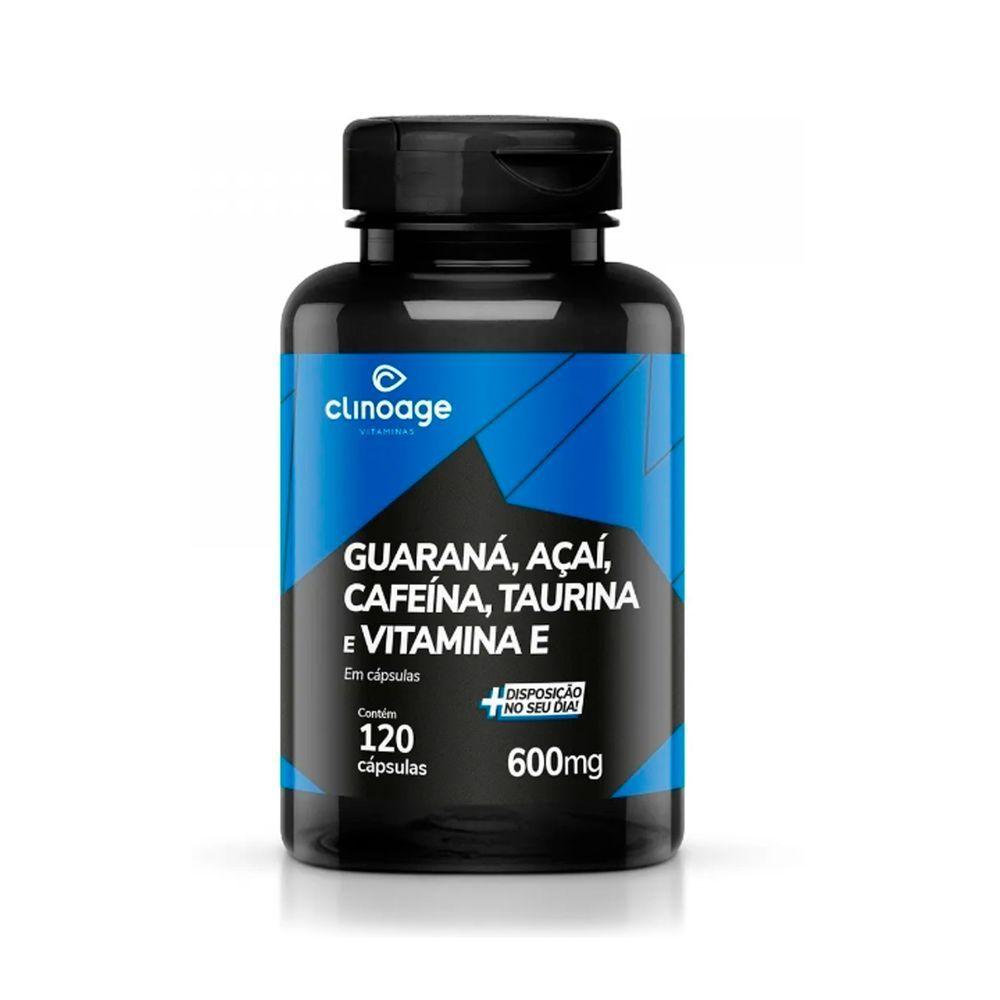 Miniatura Guaraná Açaí Cafeína Taurina E Vitamina E 600mg 120 Cápsulas - Clinoage