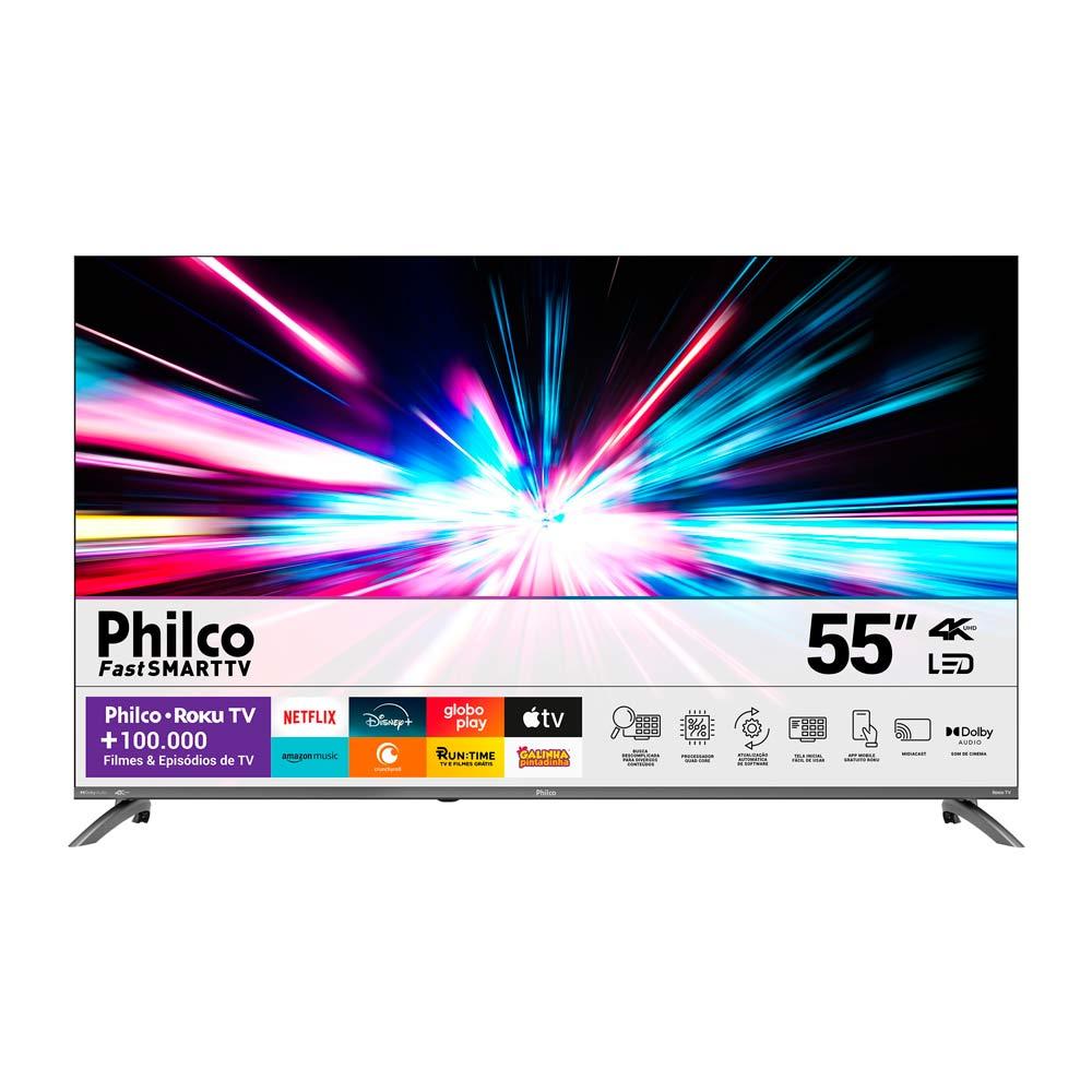 Miniatura Smart Tv Led 55" P55CRA UHD Borda Ultrafina Philco Preto