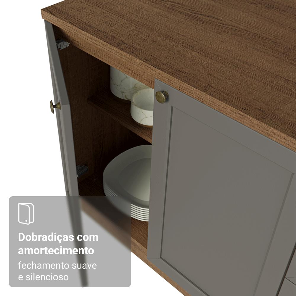 Armário de Cozinha Compacta 180 cm Rustic/Cinza Vik Madesa 01 Rustic/Cinza