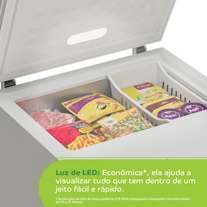 Freezer Horizontal 142L Consul CHA14AB Luz de LED Econômico Painel Eletrônico Gás Ecológico Branco 110