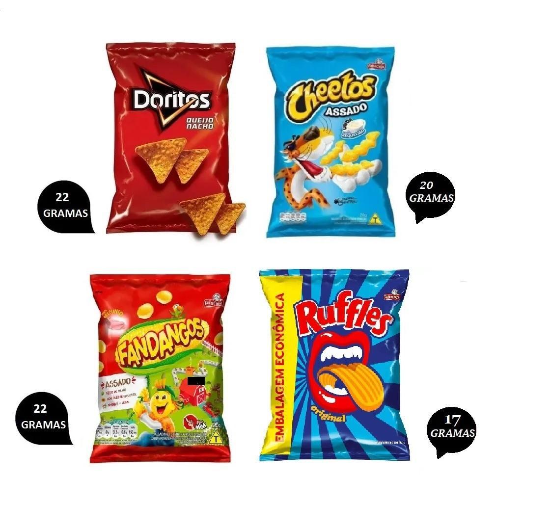 Miniatura Kit 24 Un Salgadinho Fandangos + Doritos + Ruffles +Cheetos