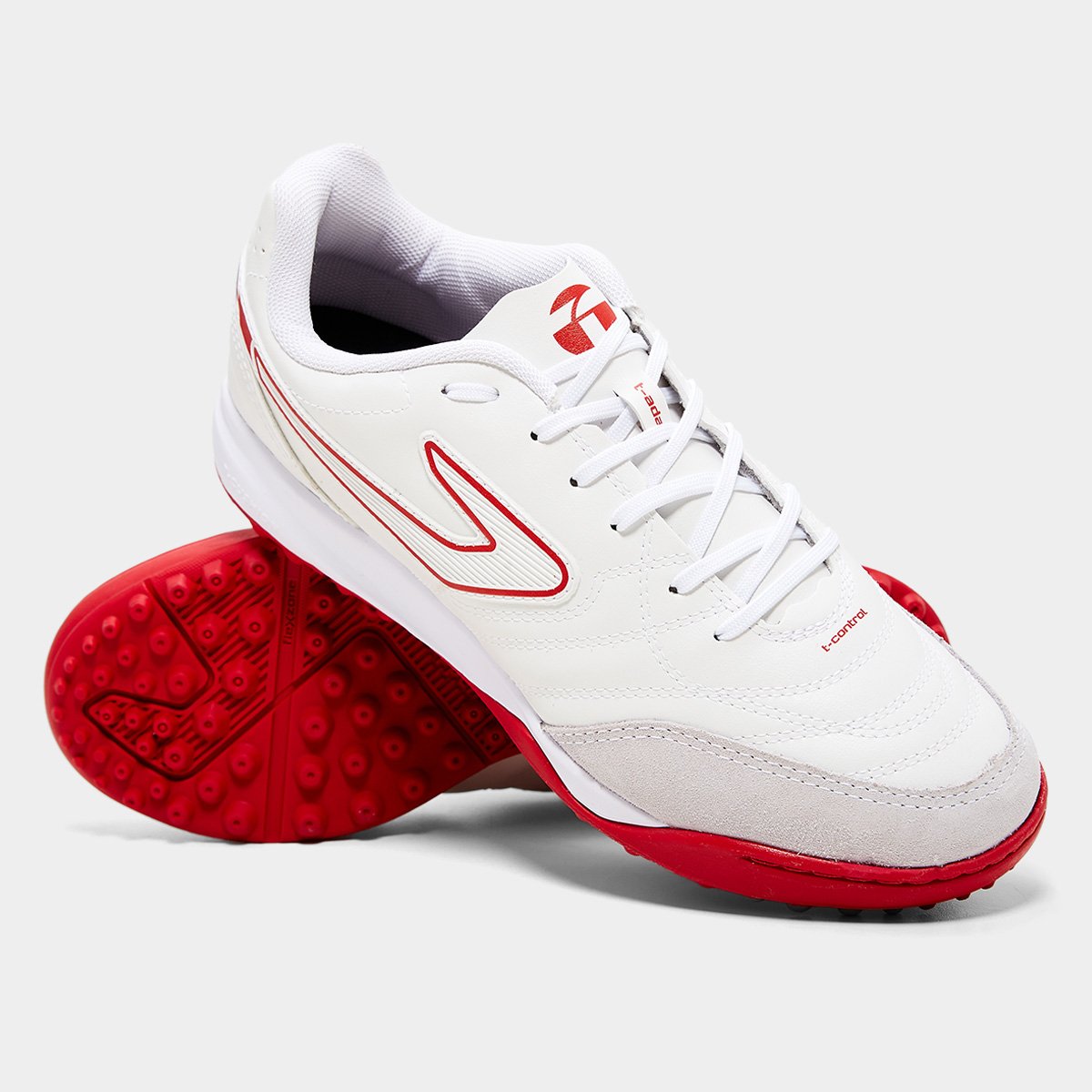 Miniatura Chuteira Society Topper Maestro Club V Unissex Branco+Vermelho - 37
