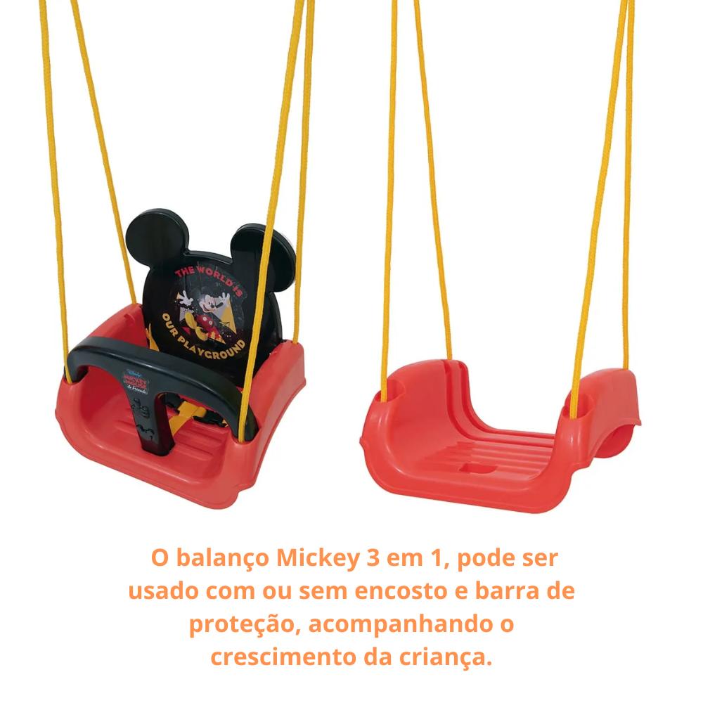 Miniatura Balanço Infantil Mickey 3 em 1 Disney Encosto Regulável