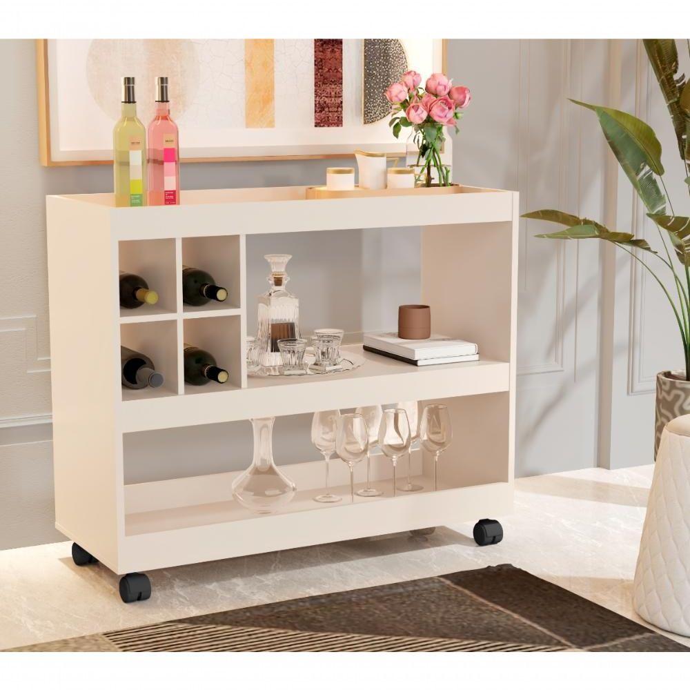 Miniatura Aparador Adega Bar Com Suporte Para Taças 4151 Perola