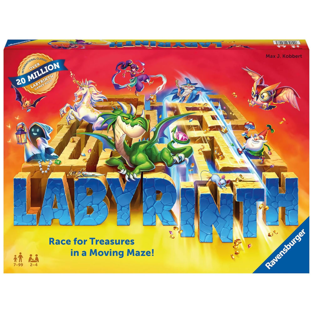 Jogo de Tabuleiro Labirinto Ravensburger - Desafio Estratégico em um Labirinto para Noites em Família - Encontre Tesouros, Bloqueie Oponentes -