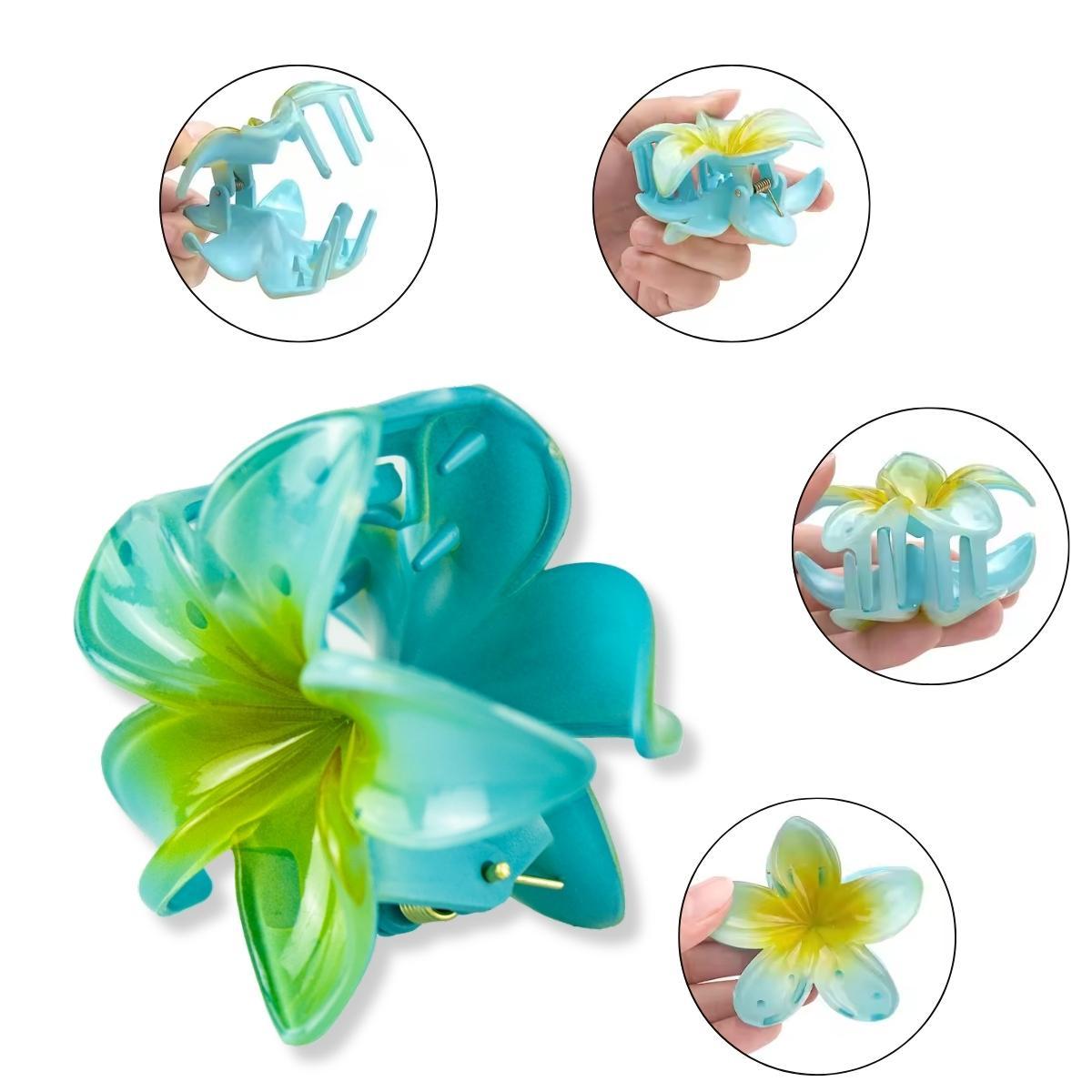 Kit 3 Presilha Pequena Flor Do Havaí Cabelos Prendedor Praia