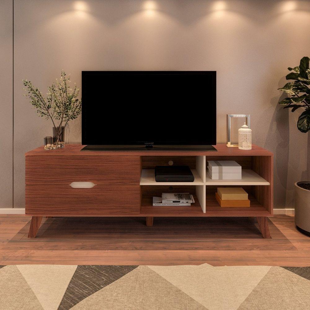 Miniatura Rack Verona Aparador Bancada Para Tv 75 Cedro / Off White