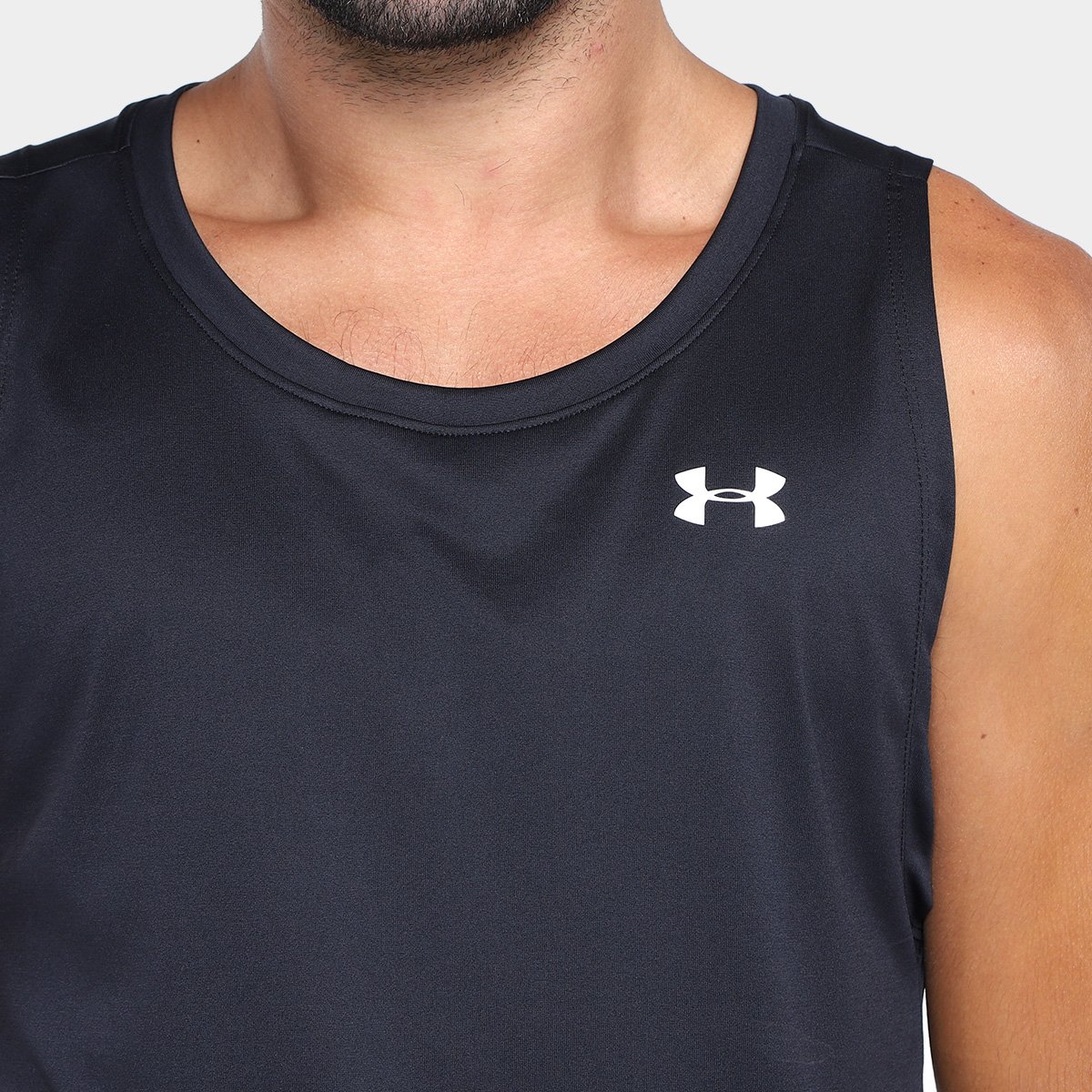 Miniatura Regata Under Armour Tech Masculina Preto+Branco - G
