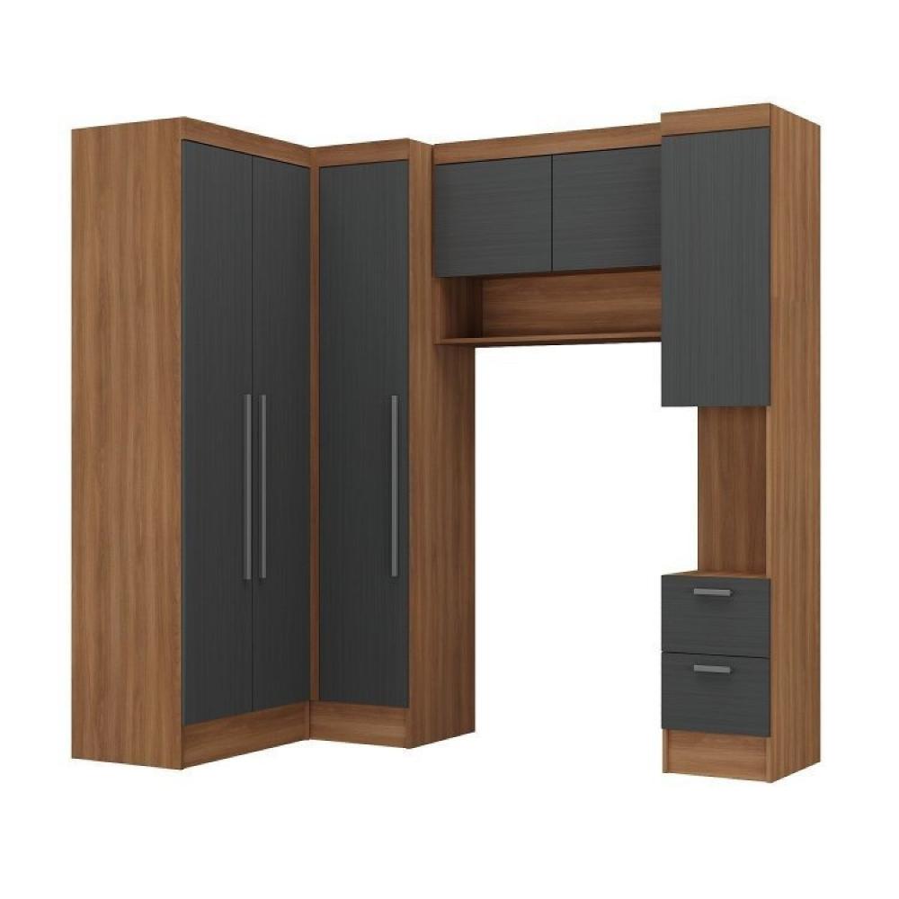 Miniatura Guarda-Roupa Modulado Viena 6 Portas 6 Gavetas da Espresso Móveis Nogal/Grafite